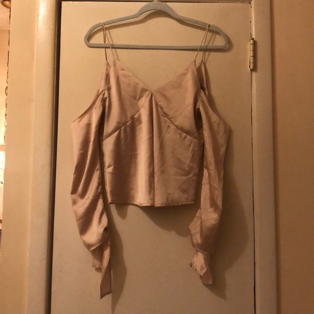 Silky cold shoulder top
